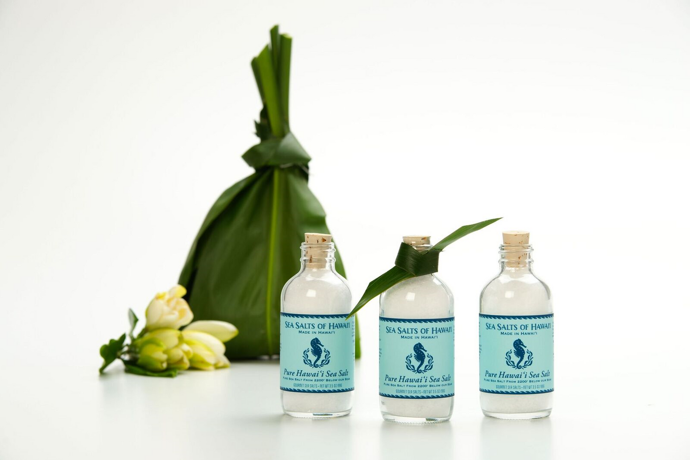 Hawaiian Salt Bottles with Ti Leaf